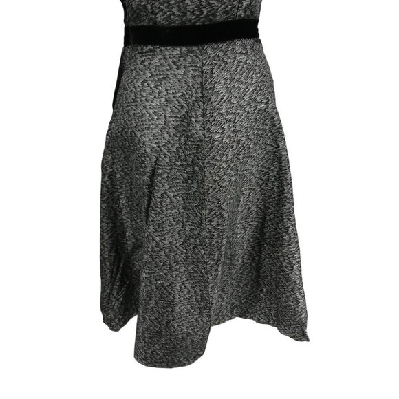 Vintage 50s Pinup Metallic Fit & Flare Dress Size S? Silver Black Party A-line - Picture 3 of 11